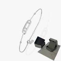 Tre rörliga stenar Moissanite armband för kvinnor