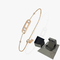 Tre rörliga stenar Moissanite armband för kvinnor