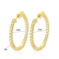 Moissanite Hoop Örhängen 2 mm D VVS1 för kvinnor i S925 Silver 18K vitguldpläterade