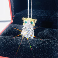 GRA Certifierad 2CT Moissanite Cat Pendel, Färg D, 925 Silver