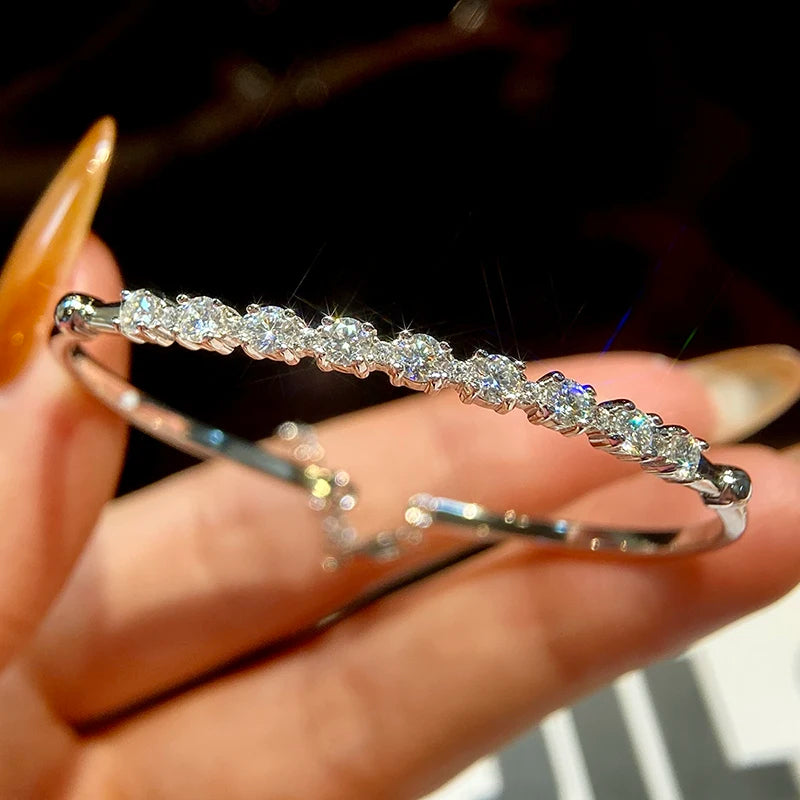 GRA-certifierat Moissanite diamantarmband för kvinnor i äkta 925 silver