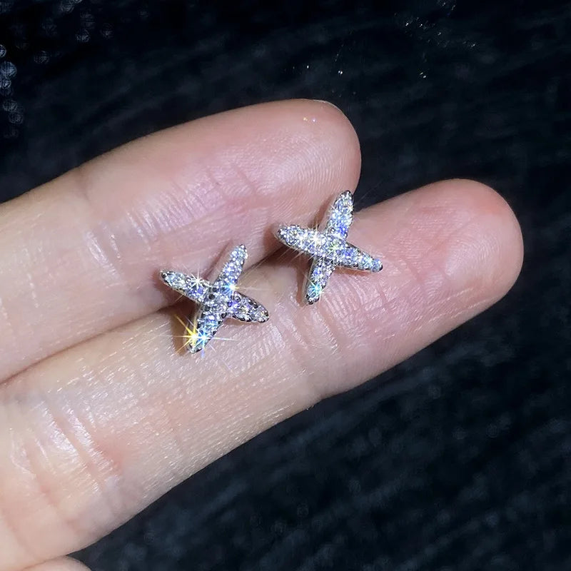 Moissanite örhängen för kvinnor i platinafinish