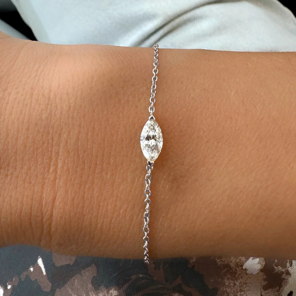Solitaire Moissanite armband för kvinnor Päronskuren Marquise Heart