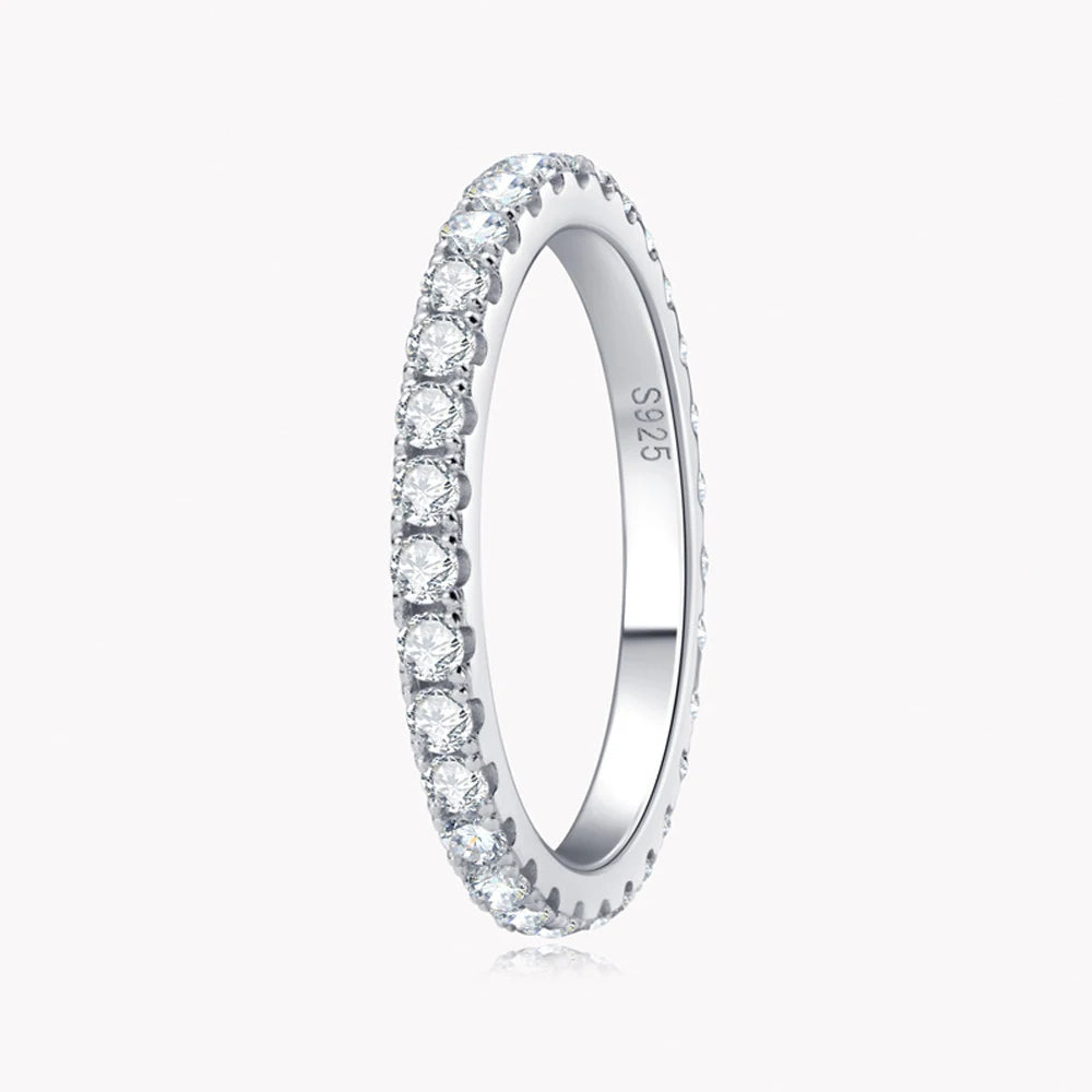 Moissanite Eternity Vigselring 2mm för kvinnor