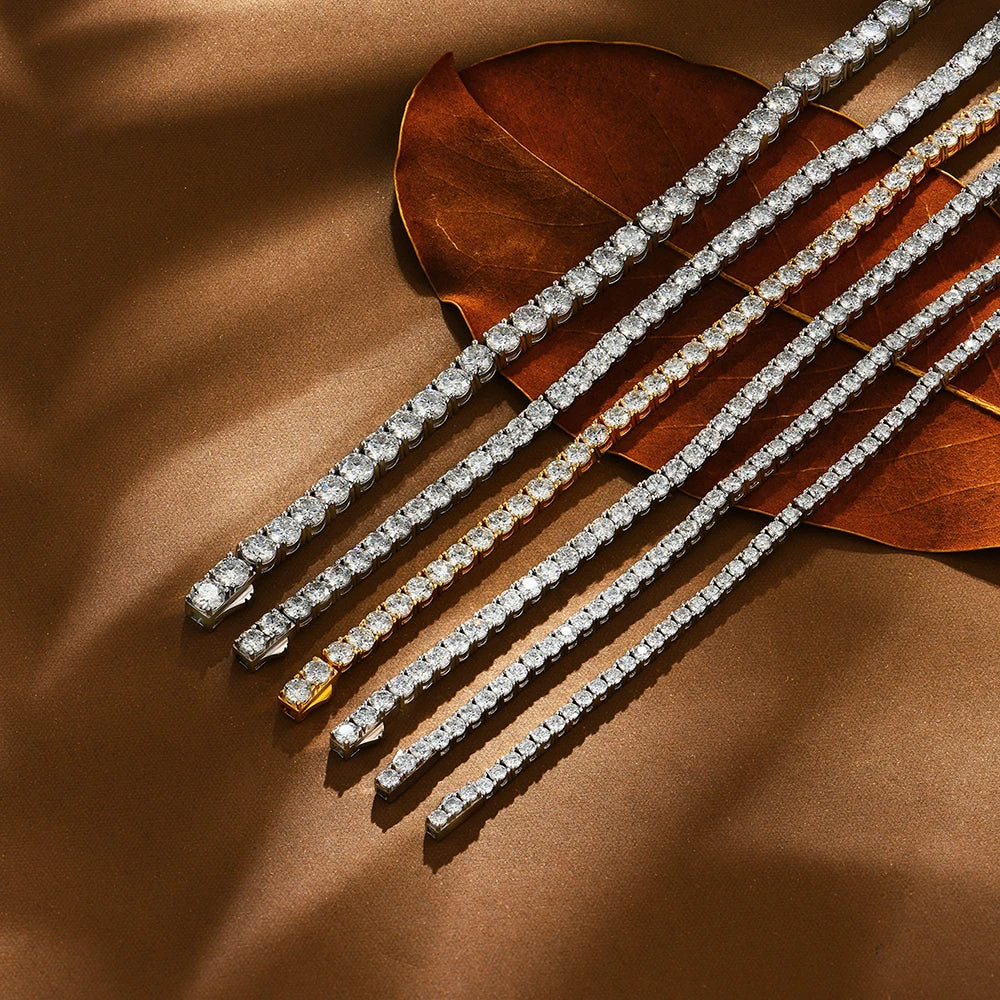 Moissanite tennisarmband för kvinnor 4 mm i 925 silver vitguldpläterad