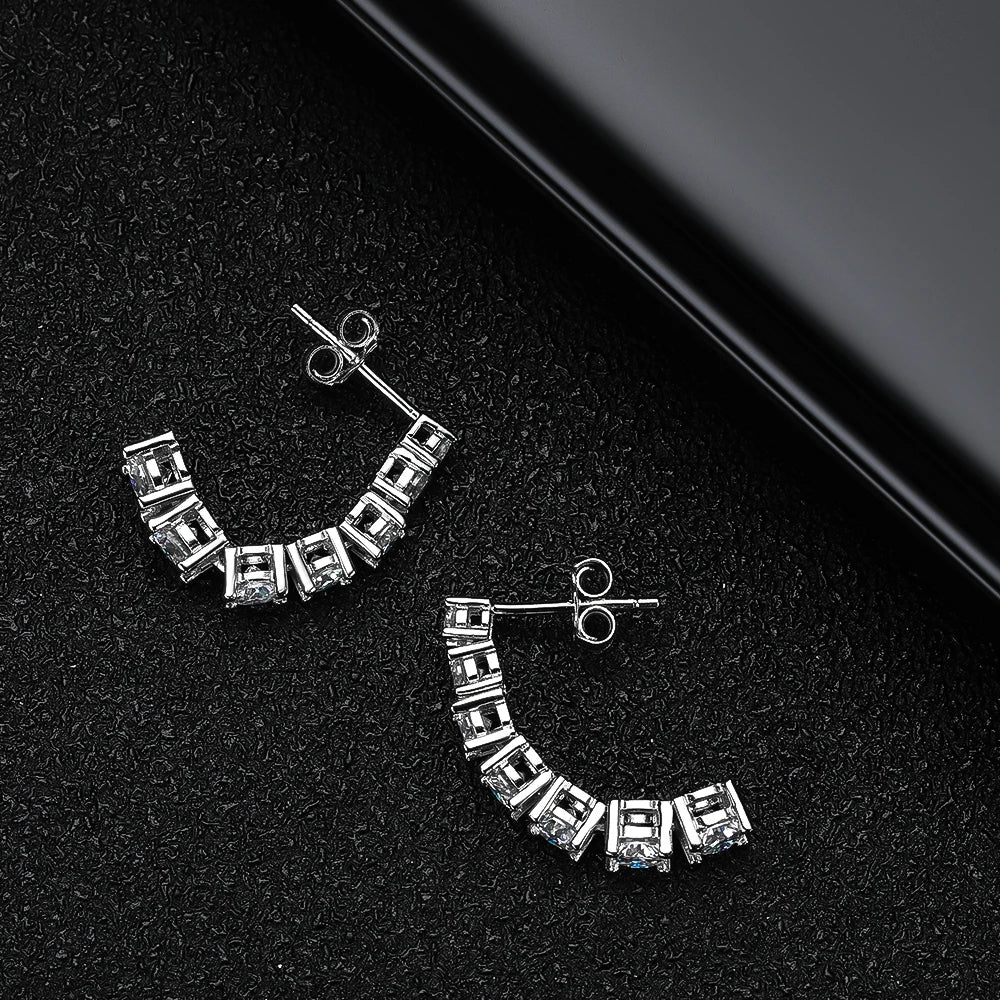 Moissanite D VVS1 Dangle örhängen i S925 Silver 18K vitguld pläterade med GRA