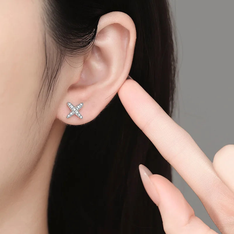 Moissanite örhängen för kvinnor i platinafinish