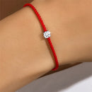 925 Silver Moissanite Diamond Red Rope Armband för kvinnor