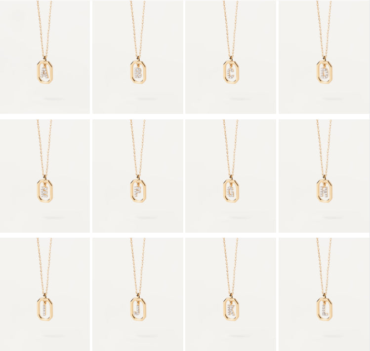 18K guldpläterat A–Z brevhängande halsband i 925 silver