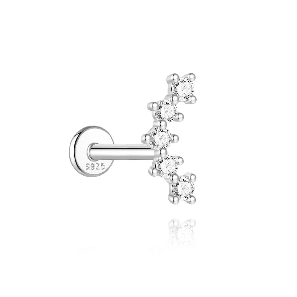 925 Silver Moissanite örhängen med platt rygg för kvinnor