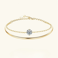 Moissanite Cuff Armband för kvinnor Justerbart 6,5 S925 Silver