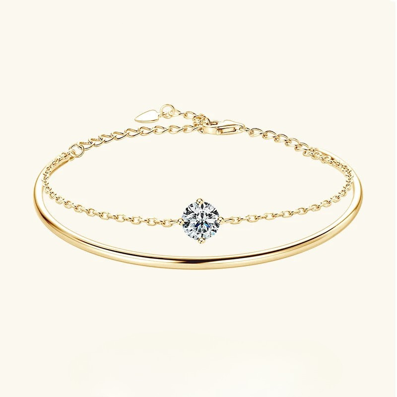 Moissanite Cuff Armband för kvinnor Justerbart 6,5 S925 Silver