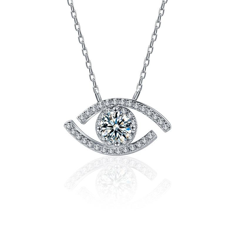 Moissanite Waking Eye Pendant Halsband i 925 silver