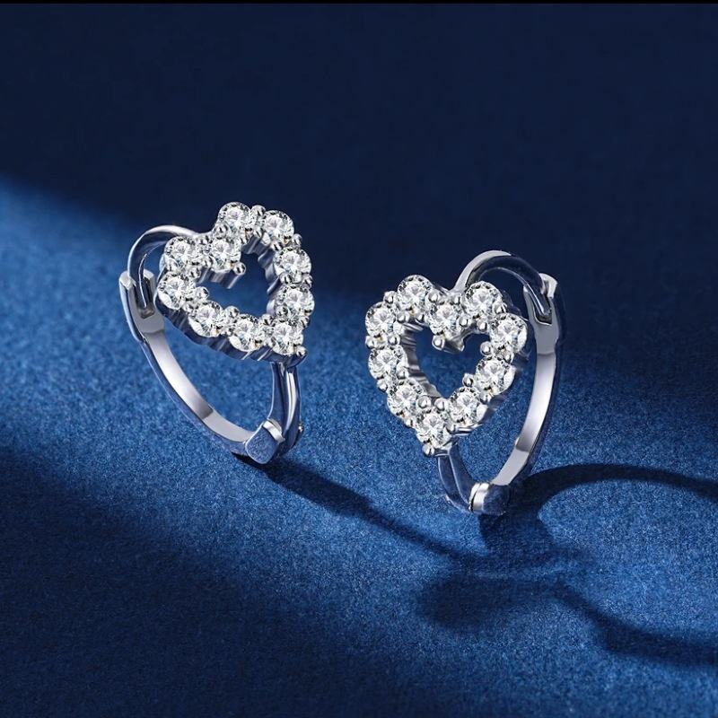 18K guldpläterade Moissanite Hoop örhängen i 925 silver