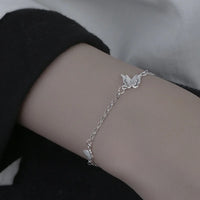 Butterfly Flower Armband för kvinnor S925 Silver Justerbar