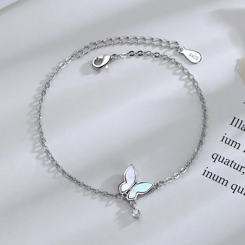 Butterfly Flower Armband för kvinnor S925 Silver Justerbar