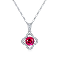 18K vitguld halsband med Moissanite och Ruby 1.0CT