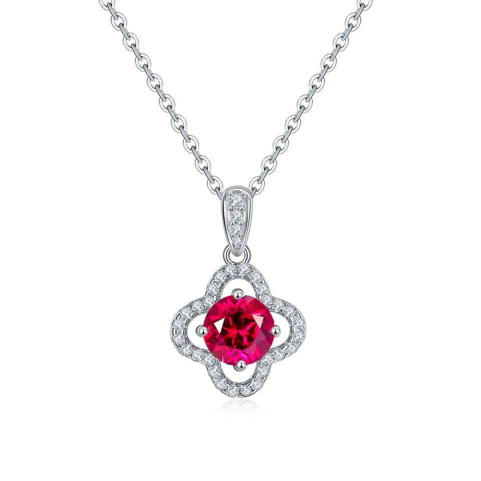 18K vitguld halsband med Moissanite och Ruby 1.0CT