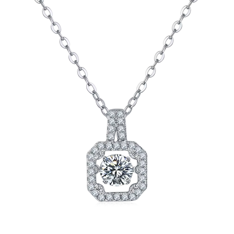 18K guldpläterat S925 silverhalsband med 1.0CT inlagd Moissanite