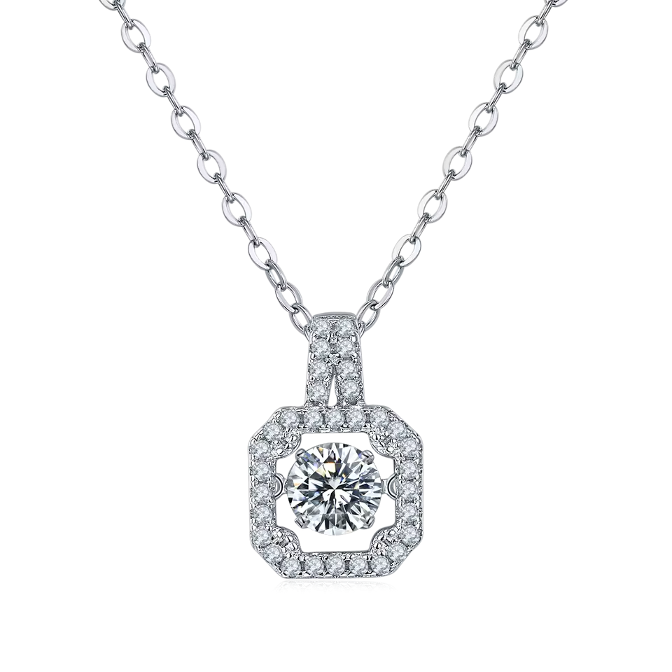 18K guldpläterat S925 silverhalsband med 1.0CT inlagd Moissanite