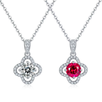 18K vitguld halsband med Moissanite och Ruby 1.0CT