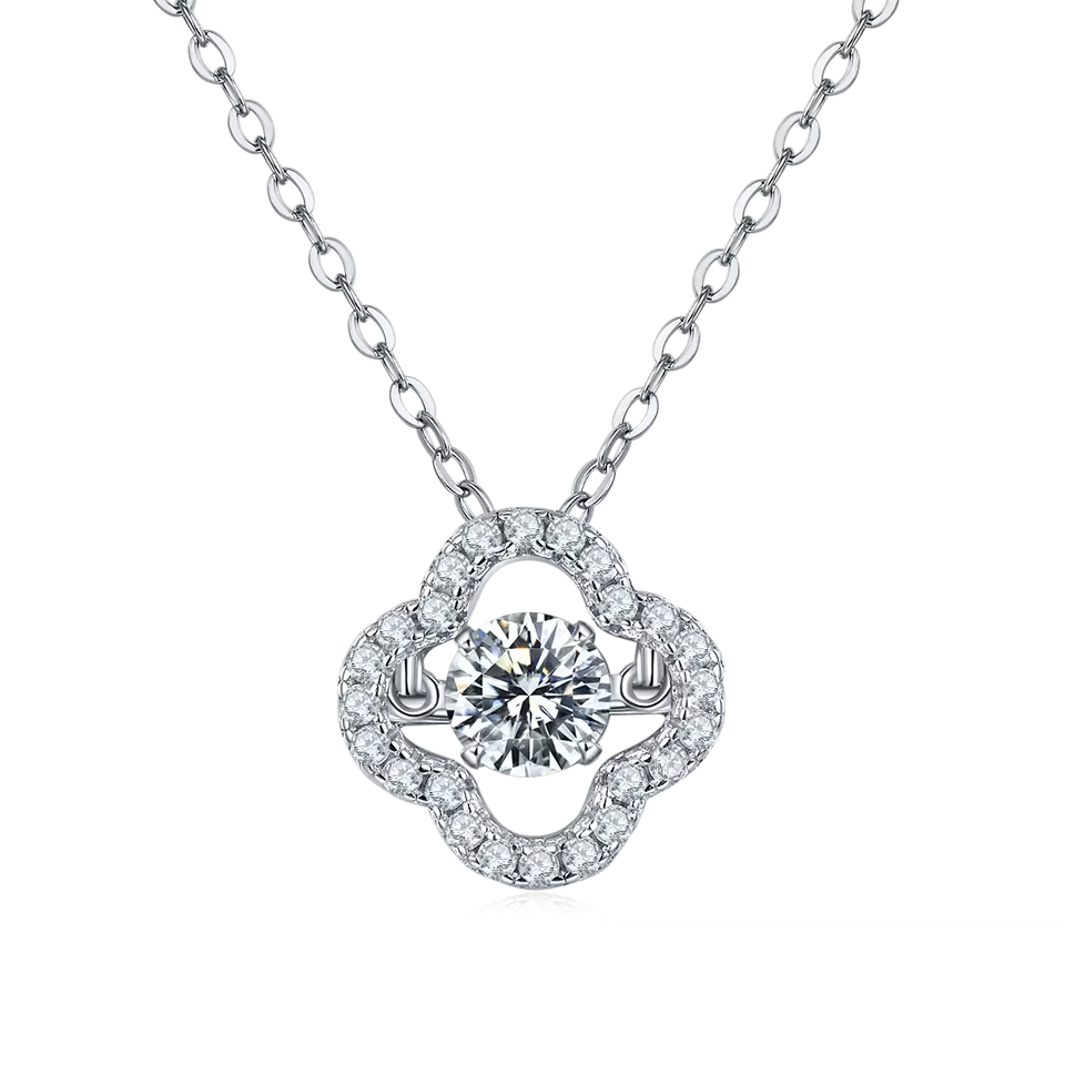 18K guldpläterat S925 silverhalsband med 1.0CT inlagd Moissanite