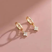 Zirkon fyrbladigt blomsterarmband för kvinnor guld rostfritt stål