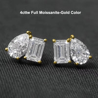 Moissanit Smaragd Örhängen & Päronformade x4 i S925 Silver – GRA-certifierad