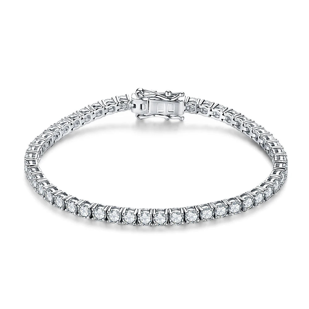 Moissanite tennisarmband för kvinnor 4 mm i 925 silver vitguldpläterad