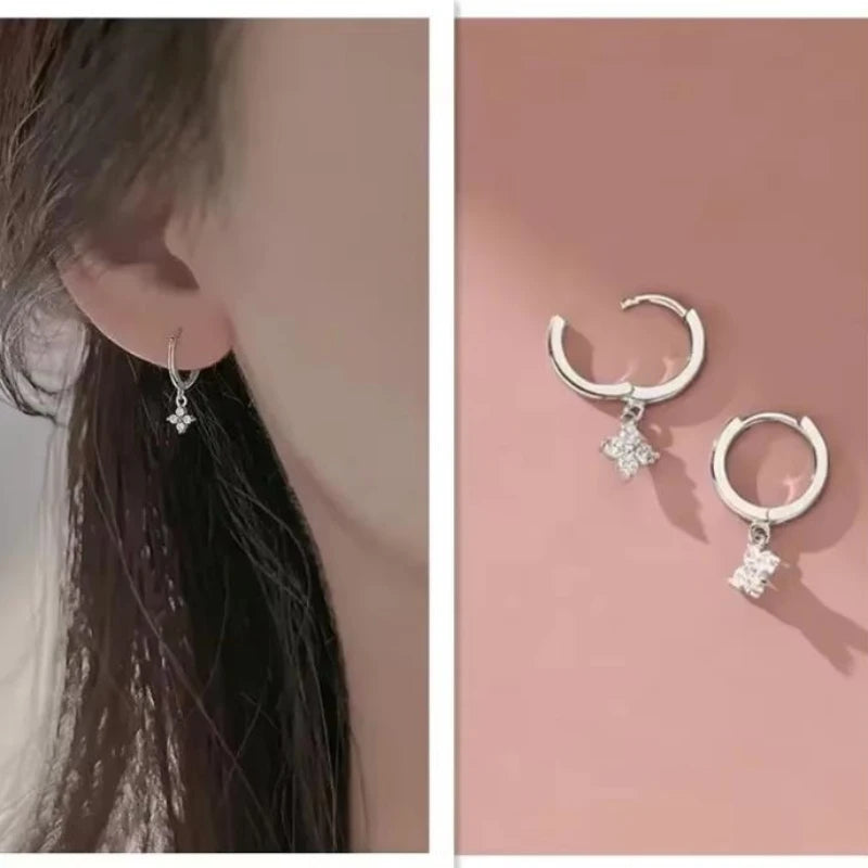 Zirkon fyrbladigt blomsterarmband för kvinnor guld rostfritt stål